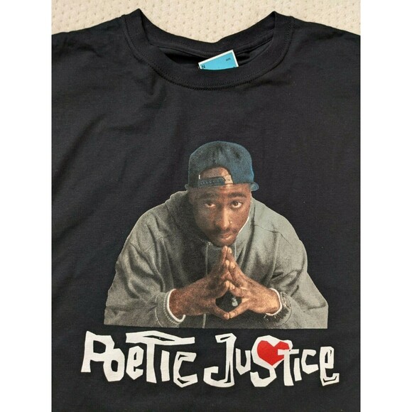 NWT TUPAC Shakur POETIC JUSTICE Black Cotton Tee by Thirty Single, XL - Picture 1 of 2